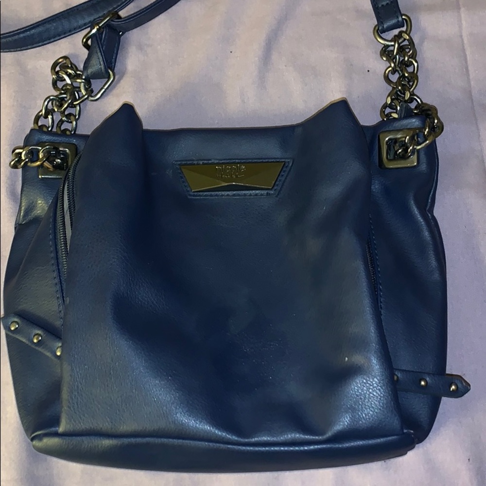Navy blue leather bag